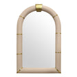 Worlds Away Bowie Arched Faux Ivory Leather Mirror 48.4" H x 2.8" W  x 30.7" D Ivory and Antique Brass at FIG LINENS AND HOME 1