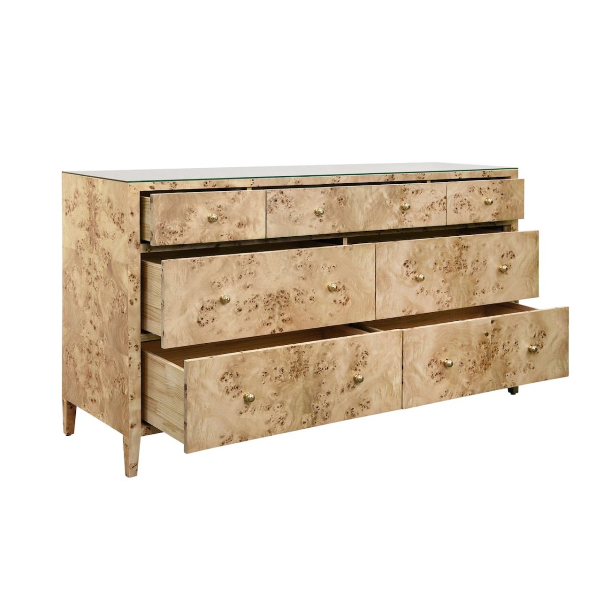 Worlds Away Carnegie Burlwood Dresser Drawers at Fig Linens and Home