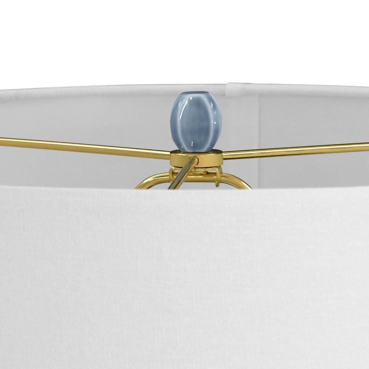 Worlds Away Cece Scallop Light Blue Ceramic Table Lamp - Detail of Finial View - Fig Linens and Home