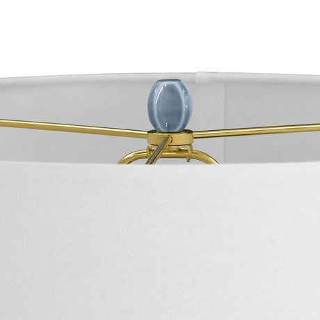 Worlds Away Cece Scallop Light Blue Ceramic Table Lamp - Detail of Finial View - Fig Linens and Home