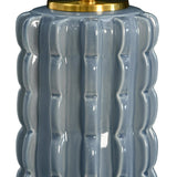 Worlds Away Cece Scallop Light Blue Ceramic Table Lamp - Detail of Scallop - Fig Linens and Home