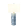 Worlds Away Cece Scallop Light Blue Ceramic Table Lamp - Lit View - Fig Linens and Home