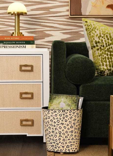 Worlds Away Cheetah Wastebasket at Fig Linens and Home