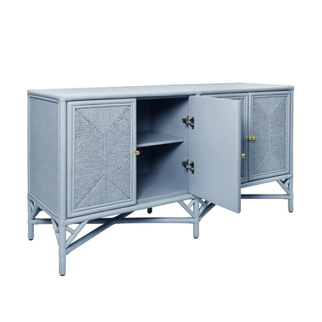 Worlds Away Eleanor Light Blue Cabinet - Buffet, Console or Cabinet - Doors & Angle View