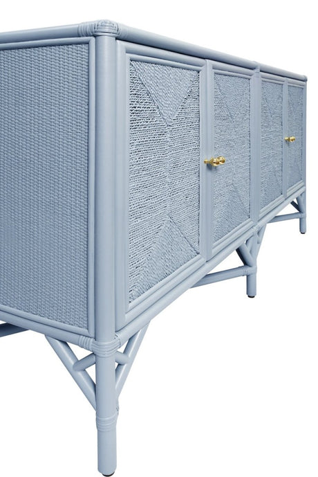 Worlds Away Eleanor Light Blue Cabinet - Buffet, Console or Cabinet - Corner Detail in Full View