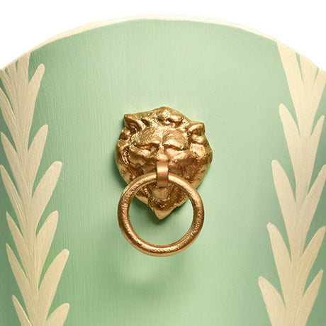 Worlds Away Fronds Bin with Lion Handle Detail in Gold at Fig Linens and Home