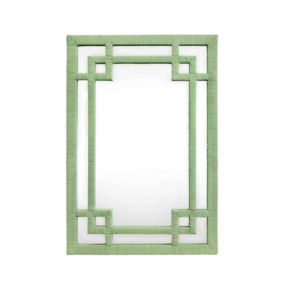 Worlds Away Geneva Sage Green Wall Mirror | Rattan at Fig Linens and Home - Front View
