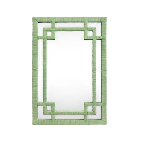 Worlds Away Geneva Sage Green Wall Mirror | Rattan at Fig Linens and Home - Front View