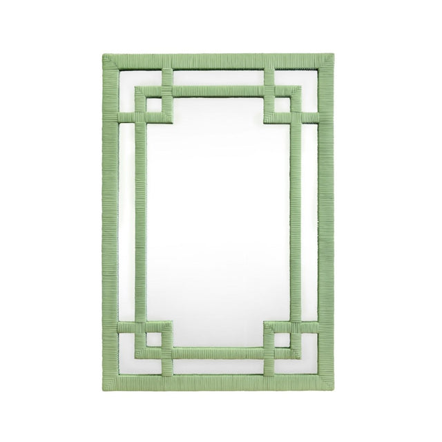 Worlds Away Geneva Sage Green Wall Mirror | Rattan at Fig Linens and Home - Front View
