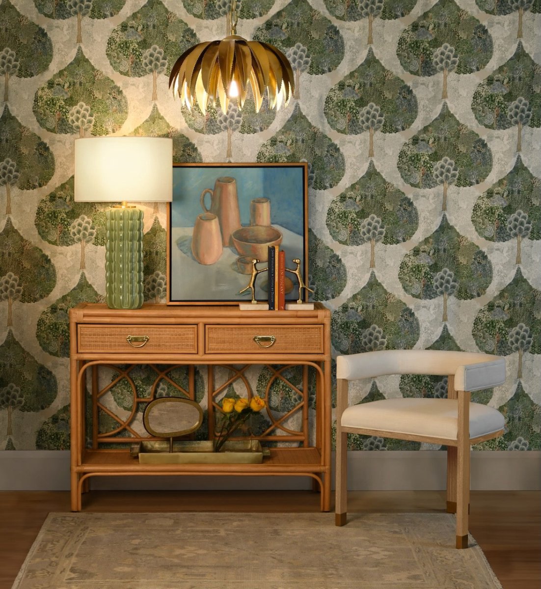 Worlds Away Gideon Natural Console Table 35"H x 45.25"W x 16.25"D Natural at FIG LINENS AND HOME 3