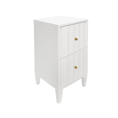 Worlds Away Hammond White Side Table - Small Side Table Angle View - Fig Linens and Home