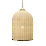 Worlds Away Laken Rattan Chandelier 27"H x "W x "D Natural Rattan & Satin Brass Hardware at FIG LINENS AND HOME 1