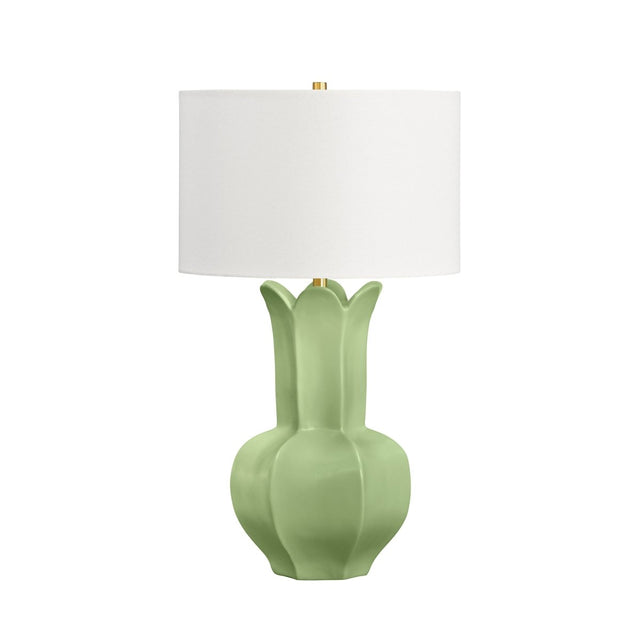 Worlds Away Lyla Green Ceramic Table Lamp 30.5" H x 17.25" W  x 17.25" D Green at FIG LINENS AND HOME 1