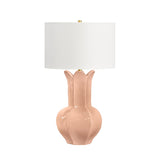 Worlds Away Lyla Pink Ceramic Table Lamp 30.5" H x 17.25" W  x 17.25" D Coral Pink at FIG LINENS AND HOME 1