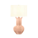 Worlds Away Lyla Pink Ceramic Table Lamp 30.5" H x 17.25" W  x 17.25" D Coral Pink at FIG LINENS AND HOME 2