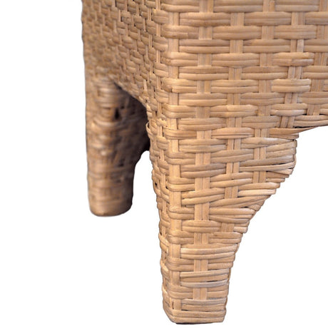 Worlds Away Maldives Bench | Water Hyacinth & Performance Linen at Fig Linens and Home - Leg Detail