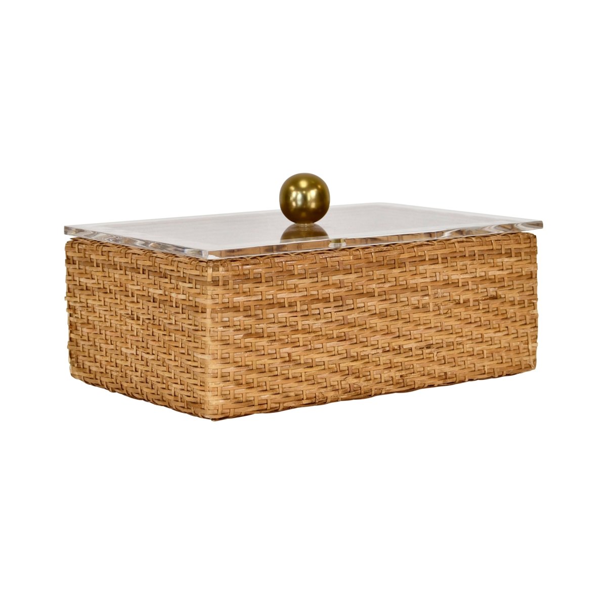 Worlds Away Meryl Large Woven Rattan Box with Lid at Fig Linens and Home 3