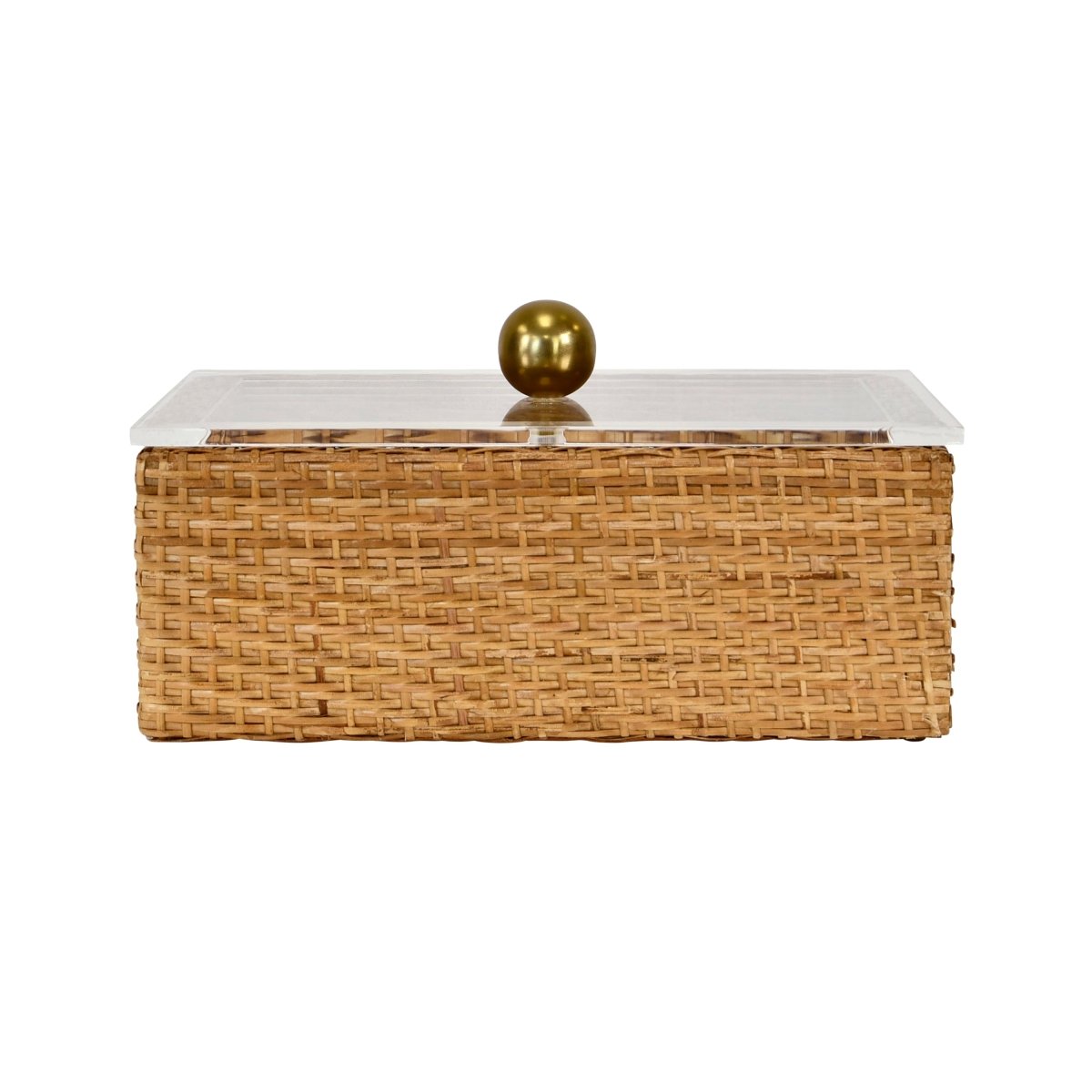 Worlds Away Meryl Large Woven Rattan Box with Lid at Fig Linens and Home