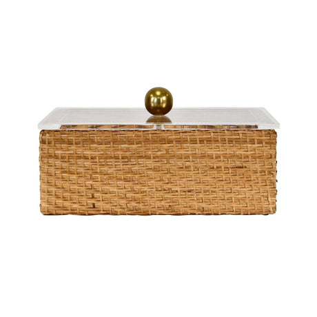 Worlds Away Meryl Large Woven Rattan Box with Lid at Fig Linens and Home