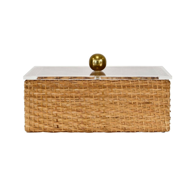 Worlds Away Meryl Large Woven Rattan Box with Lid at Fig Linens and Home