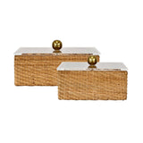 Large Rattan Box - Meryl Rattan Container with Lid by Worlds Away