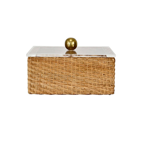 Worlds Away Meryl Small Woven Rattan Box with Lid at Fig Linens and Home 1