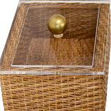 Worlds Away Meryl Small Woven Rattan Box with Lid at Fig Linens and Home - Detail of Acrylic Lid