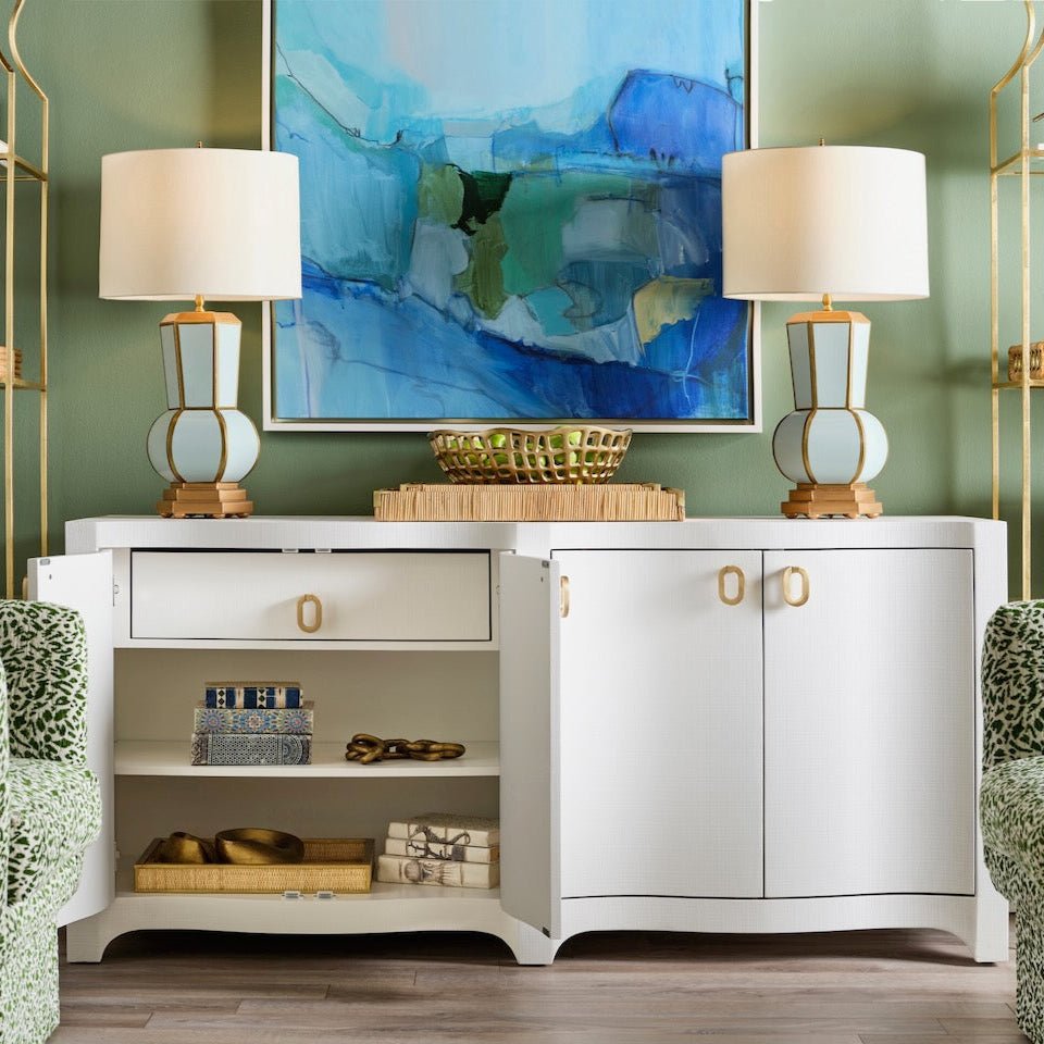 Worlds Away Miffy White Buffet Table | Sideboards at Fig Linens and Home 5