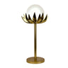 Worlds Away Moxie Brass with Globe Palm Leaf Table Lamp - View 1