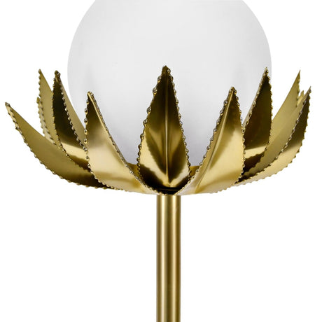 Worlds Away Moxie Brass with Globe Palm Leaf Table Lamp - View 4