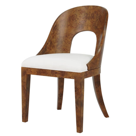 Worlds Away Rafferty Dark Burlwood Dining Chair - Angle View - Fig Linens and Home