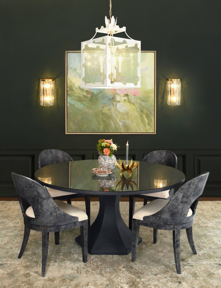 Worlds Away Rafferty Navy Blue Burlwood Dining Chair - Lifestyle 1