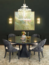 Worlds Away Rafferty Navy Blue Burlwood Dining Chair - Lifestyle 1