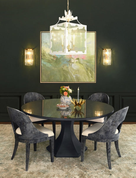 Worlds Away Rafferty Navy Blue Burlwood Dining Chair - Lifestyle 1