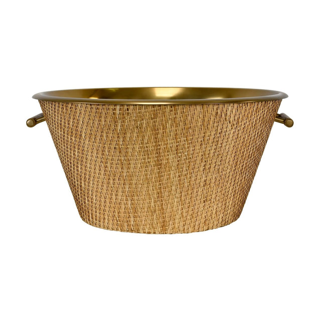 Worlds Away Rudy Large Woven Rattan Wine Cooler - Fig LInens and Home 1