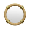 Worlds Away Saylor Round Rattan Mirror With Brass Detail - Wall Mirror Front View