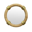 Worlds Away Saylor Round Rattan Mirror With Brass Detail - Wall Mirror Front View