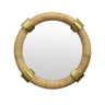 Worlds Away Saylor Round Rattan Mirror With Brass Detail - Wall Mirror Front View