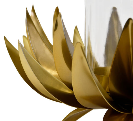 Worlds Away Sirius Large Palm Tree Hurricane 16.5" H x 13" W  x 13" D Antique Brass at FIG LINENS AND HOME 4