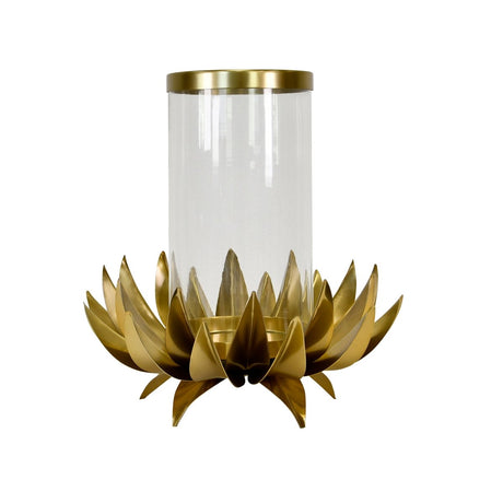Worlds Away Sirius Large Palm Tree Hurricane 16.5" H x 13" W  x 13" D Antique Brass at FIG LINENS AND HOME 6