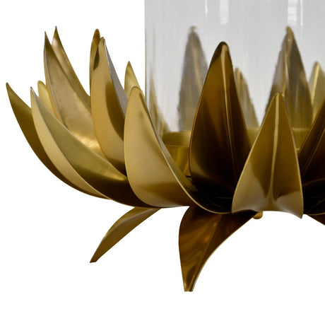 Worlds Away Sirius Large Palm Tree Hurricane 16.5" H x 13" W  x 13" D Antique Brass at FIG LINENS AND HOME 5