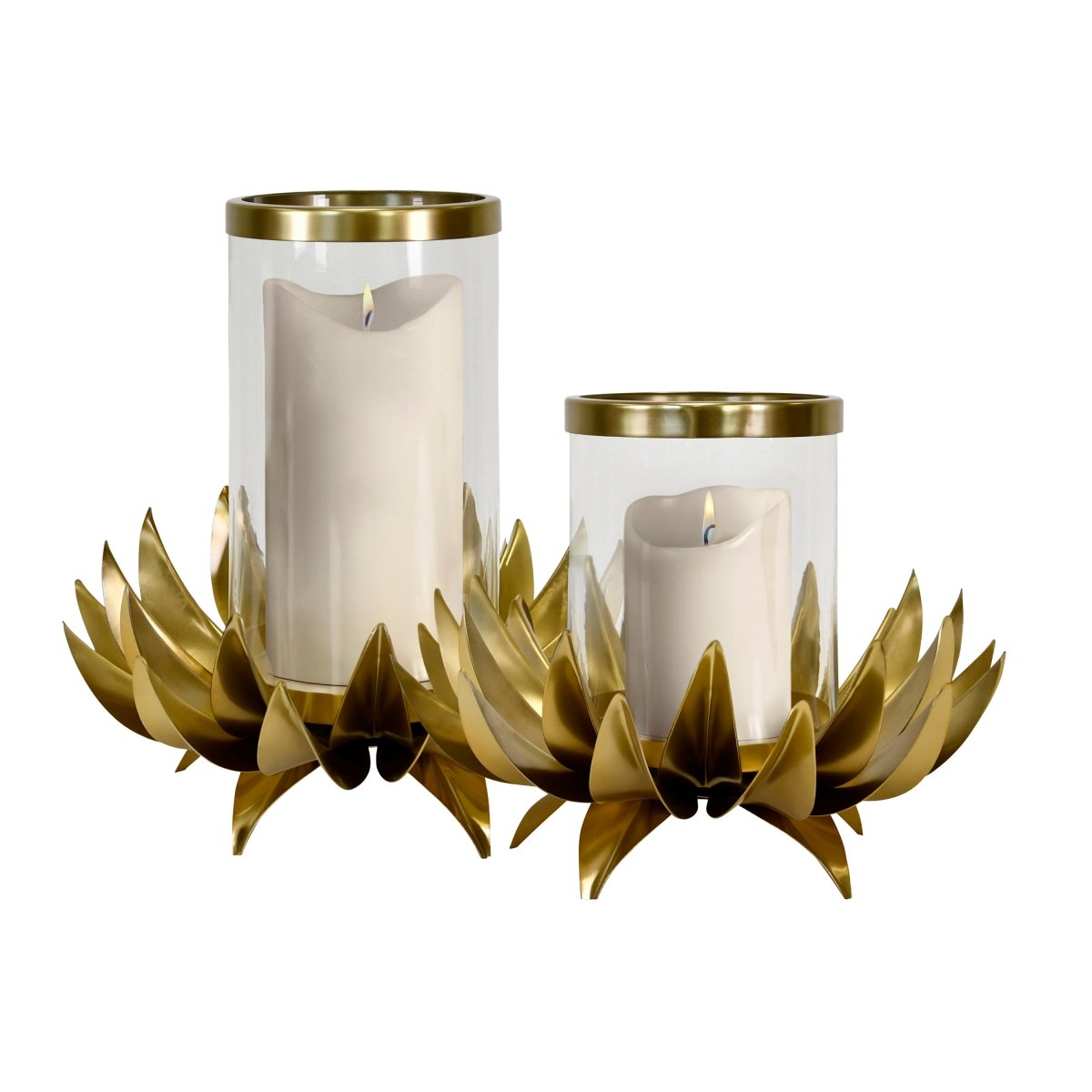 Worlds Away Sirius Small Palm Tree Hurricane 12.6" H x 12.6" W  x 12.6" D Antique Brass at FIG LINENS AND HOME 3