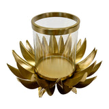 Worlds Away Sirius Small Palm Tree Hurricane 12.6" H x 12.6" W  x 12.6" D Antique Brass at FIG LINENS AND HOME 1