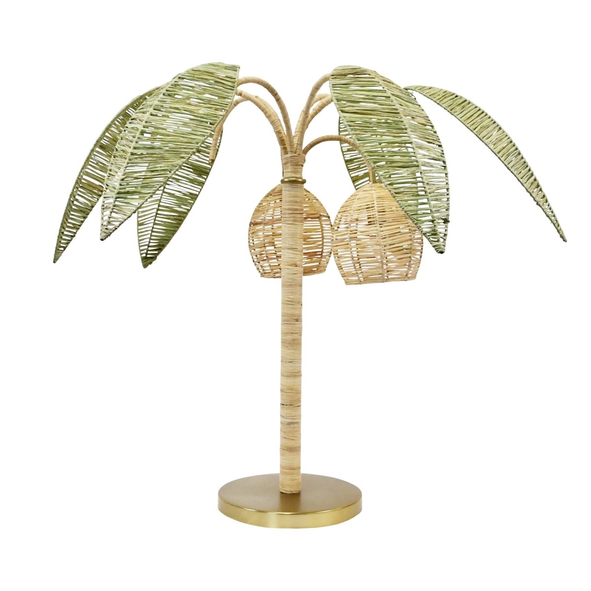 Worlds Away Sola Green And Natural Paper Raffia Table Lamp at Fig Linens and Home - Unlit Angle 2