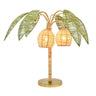 Worlds Away Sola Green And Natural Paper Raffia Table Lamp - Palm Tree Lighting with Lit Bulbs