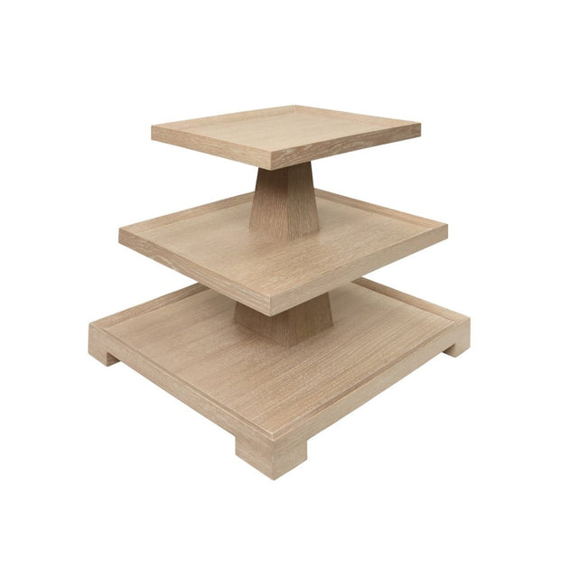 Worlds Away Tatiana Cerused Oak Side Table at Fig Linens and Home - Angle View
