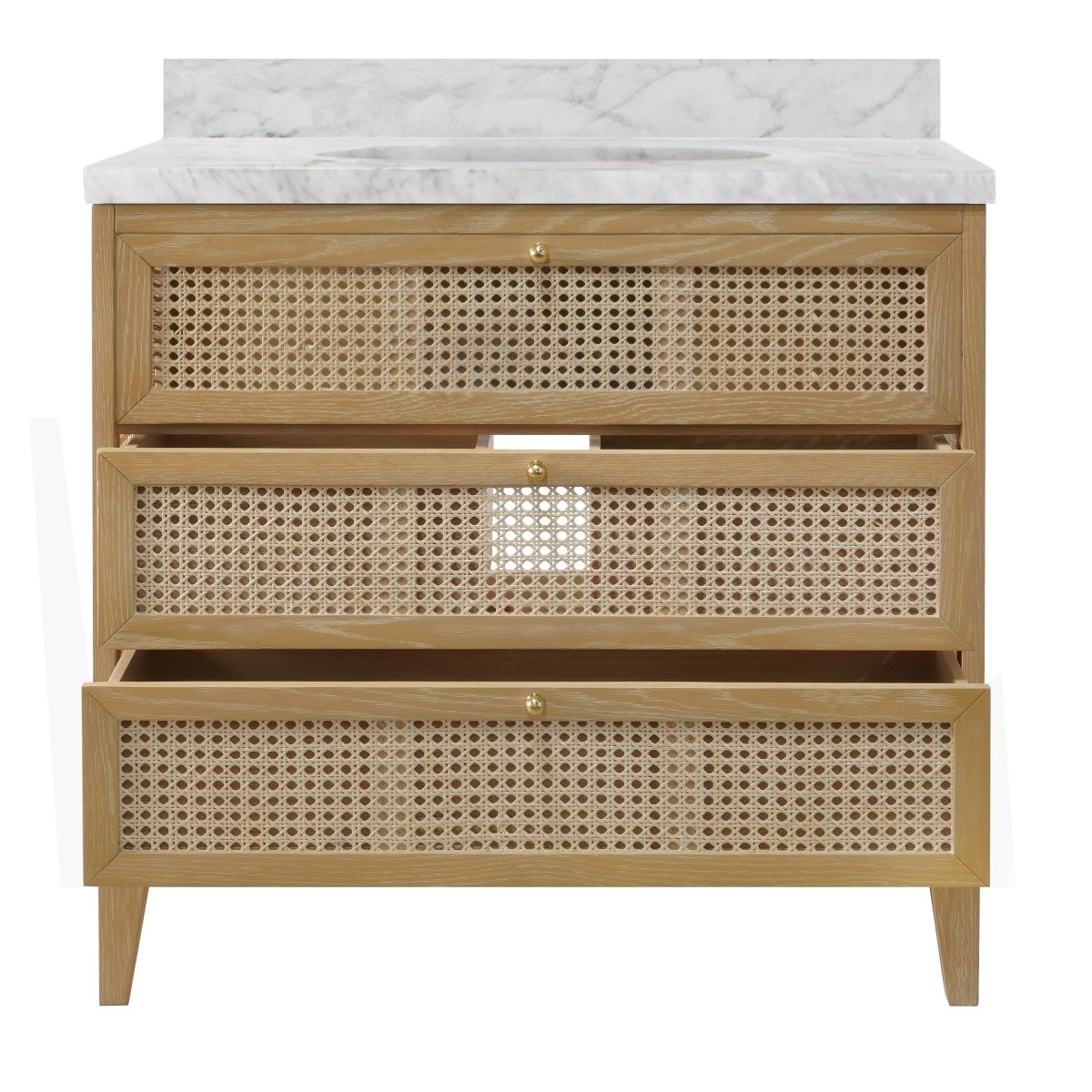 Wynn Cerused Oak Bath Vanities | Worlds Away Bathroom Vanity at Fig Linens and Home - Drawers Open
