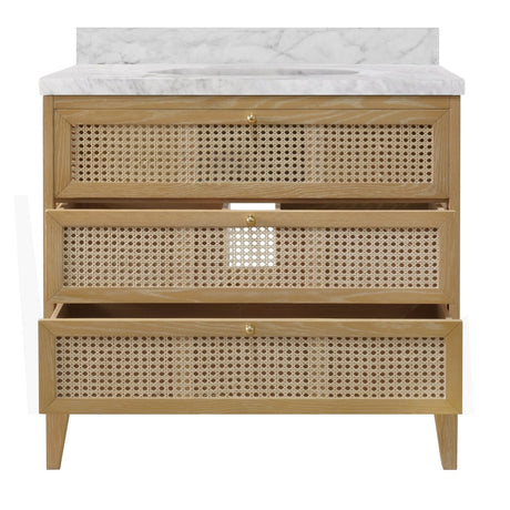 Wynn Cerused Oak Bath Vanities | Worlds Away Bathroom Vanity at Fig Linens and Home - Drawers Open