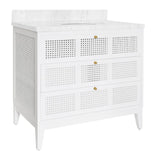 Wynn White Bathroom Vanity by Worlds Away at Fig Linens and Home - Angle View