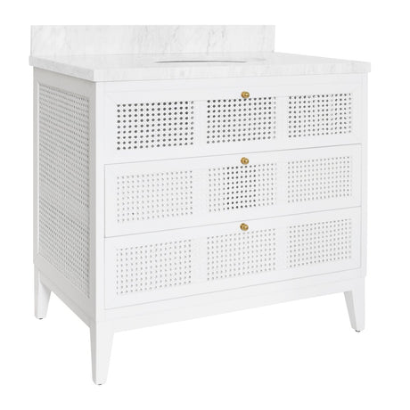 Wynn White Bathroom Vanity by Worlds Away at Fig Linens and Home - Angle View